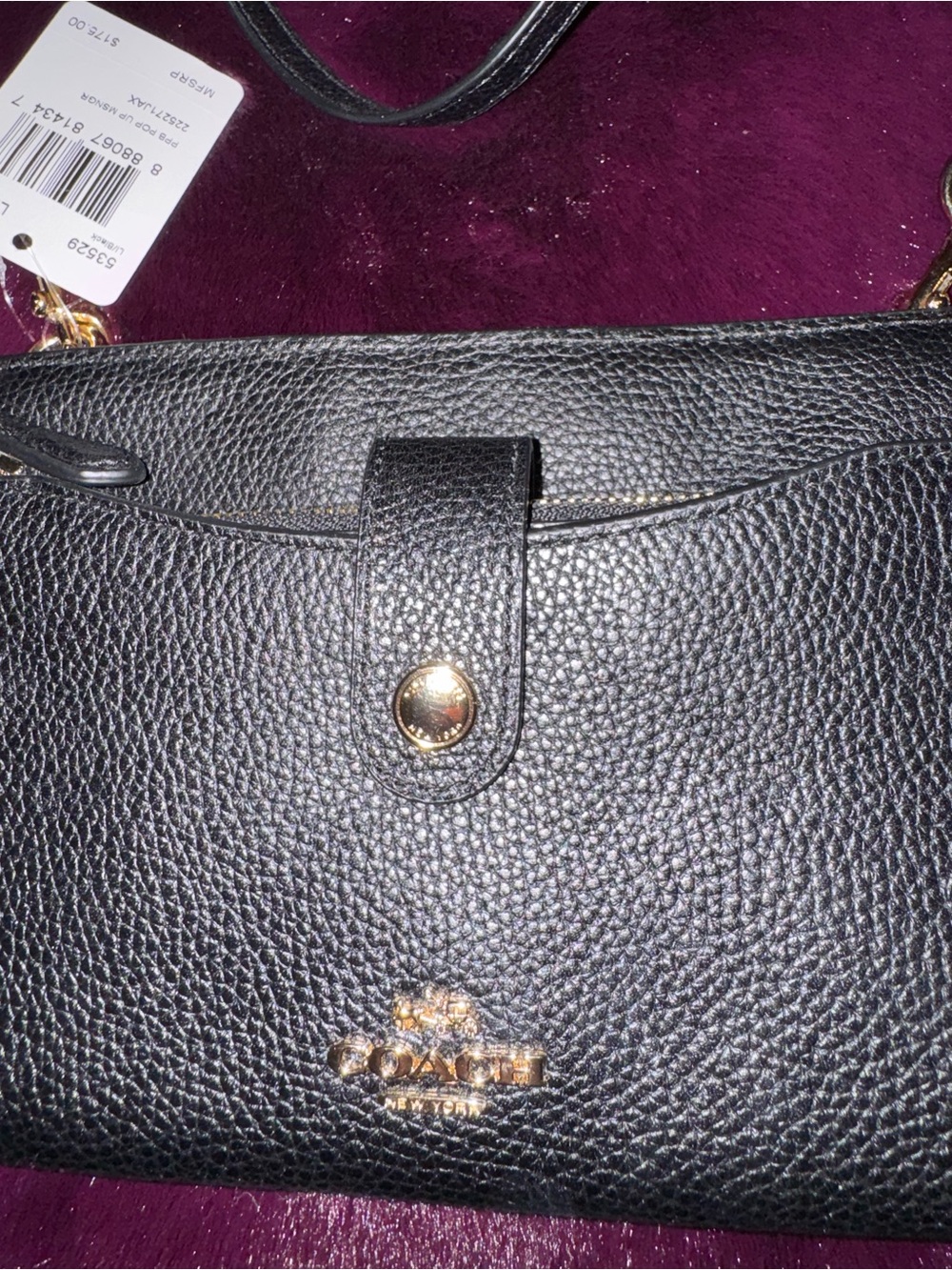 Coach Black Pebbled Leather Crossbody with Gold Hardware with Wallet NWT